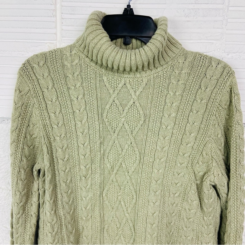 Croft & Barrow pastel green chunky knitted cotton turtleneck Sweater size XL - Picture 4 of 9